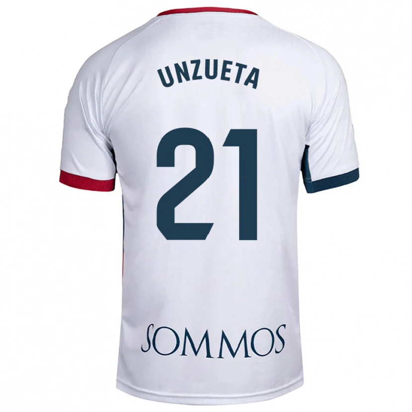 Danxen Enfant Maillot Iker Unzueta #21 Blanc Rouge Tenues Extérieur 2025/26 T-Shirt