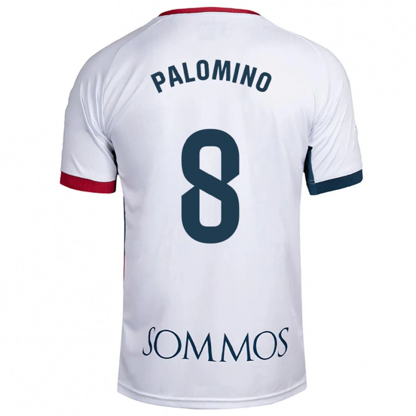 Danxen Enfant Maillot Laura Palomino #8 Blanc Rouge Tenues Extérieur 2025/26 T-Shirt