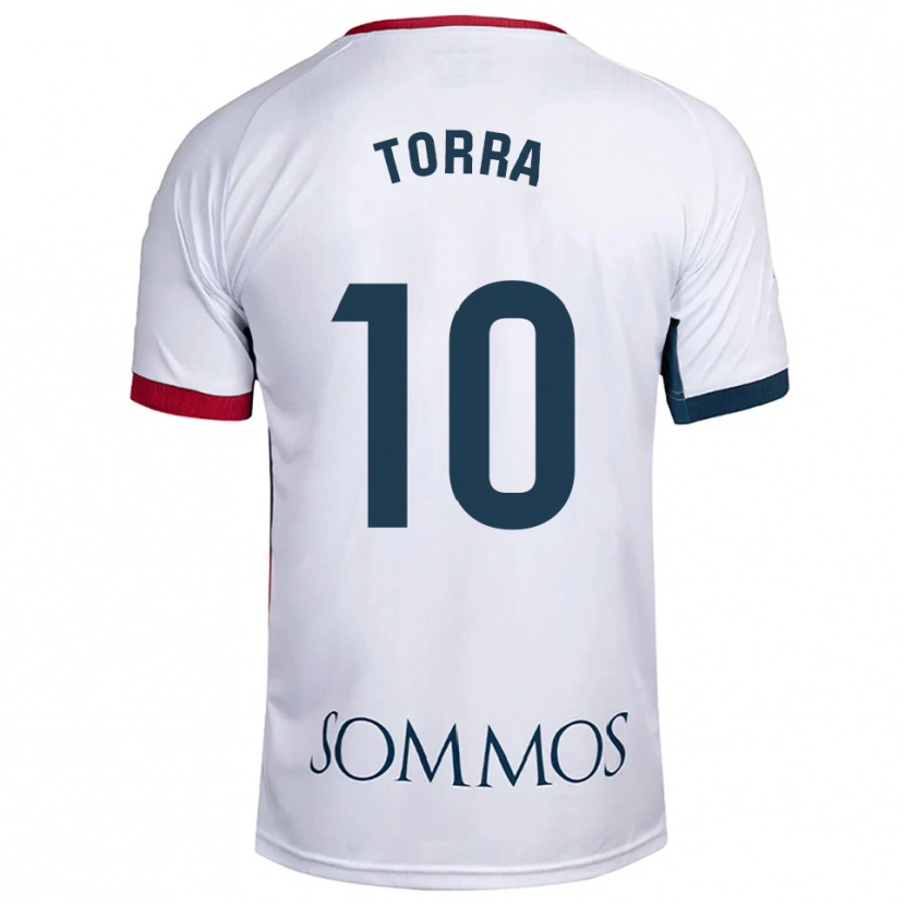 Danxen Enfant Maillot Marc Torra #10 Blanc Rouge Tenues Extérieur 2025/26 T-Shirt