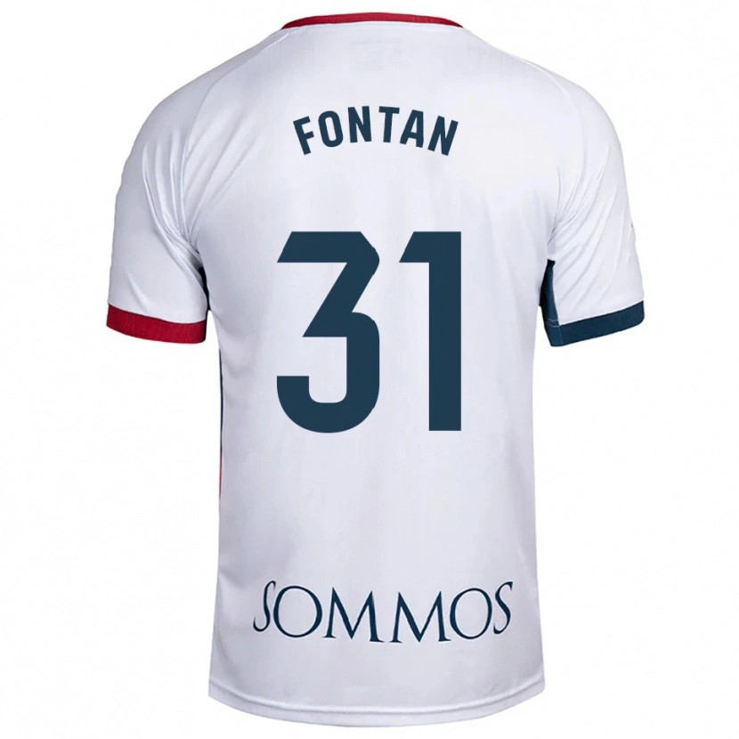 Danxen Enfant Maillot Nico Fontán #31 Blanc Rouge Tenues Extérieur 2025/26 T-Shirt