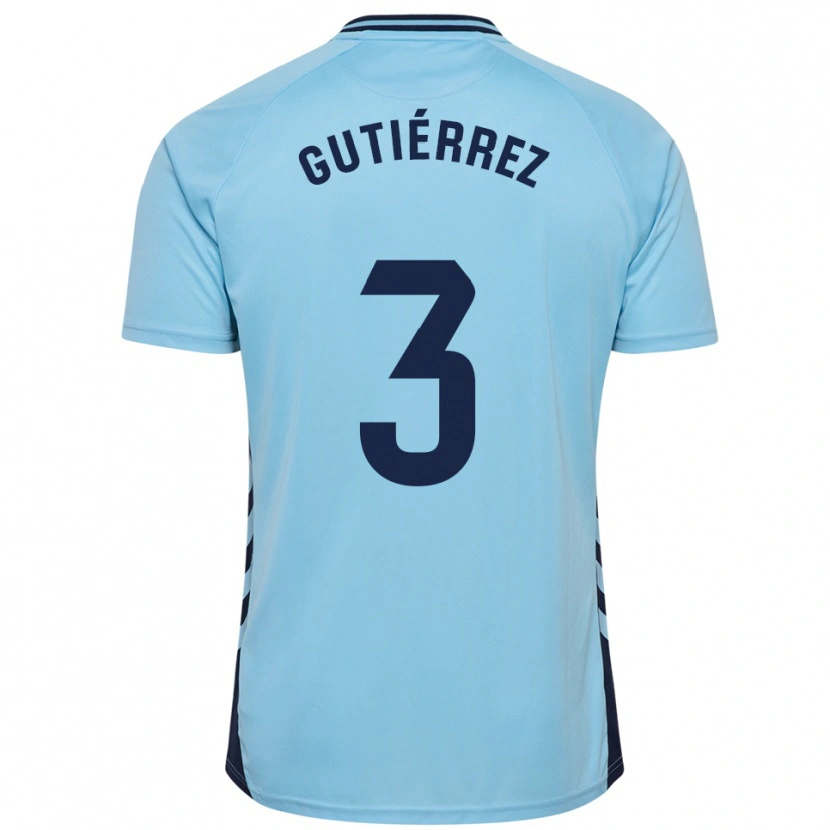 Danxen Enfant Maillot Cristian Gutiérrez #3 Bleu Ciel Tenues Extérieur 2025/26 T-Shirt