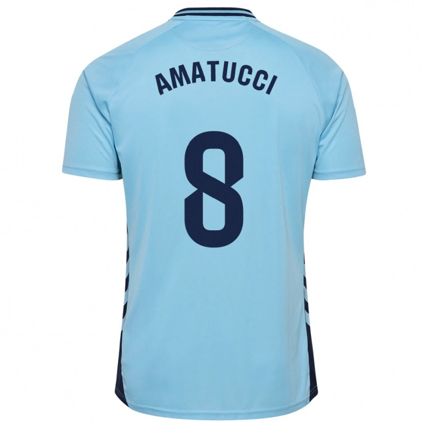 Danxen Enfant Maillot Lorenzo Amatucci #8 Bleu Ciel Tenues Extérieur 2025/26 T-Shirt