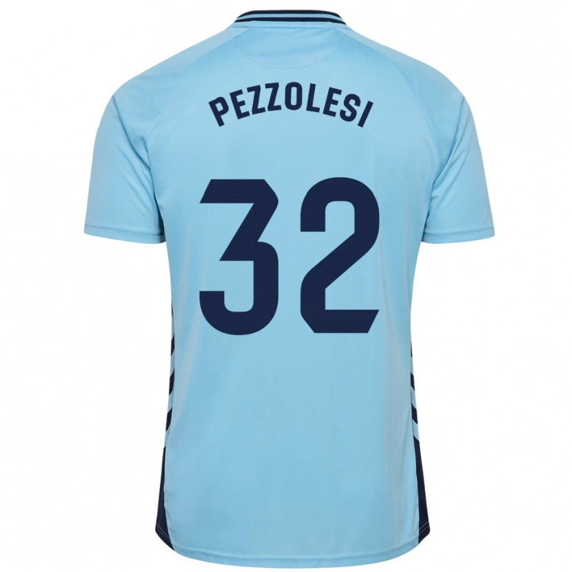 Danxen Enfant Maillot Valentín Pezzolesi #32 Bleu Ciel Tenues Extérieur 2025/26 T-Shirt