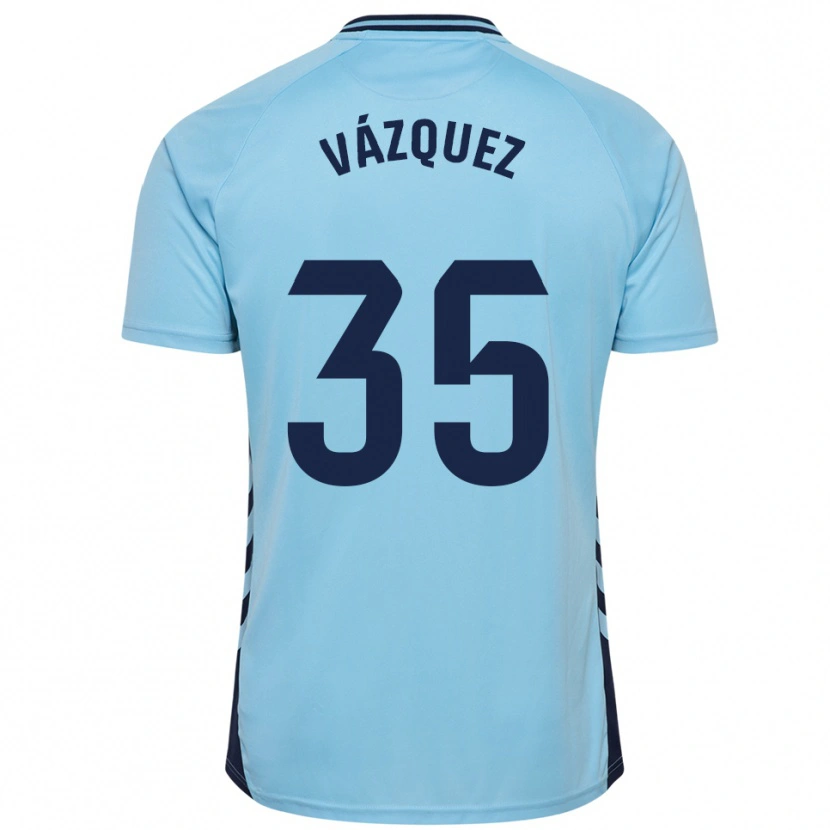Danxen Enfant Maillot Adrián Vázquez #35 Bleu Ciel Tenues Extérieur 2025/26 T-Shirt