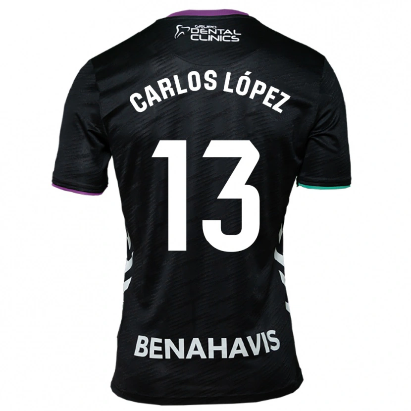 Danxen Enfant Maillot Carlos López #13 Noir Violet Vert Tenues Extérieur 2025/26 T-Shirt