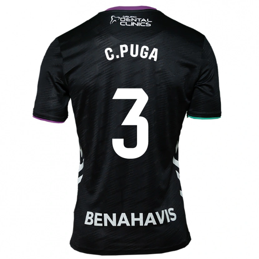 Danxen Enfant Maillot Carlos Puga #3 Noir Violet Vert Tenues Extérieur 2025/26 T-Shirt