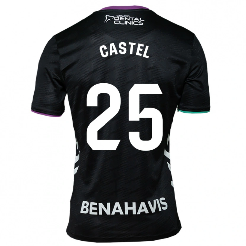 Danxen Enfant Maillot Sergio Castel #25 Noir Violet Vert Tenues Extérieur 2025/26 T-Shirt