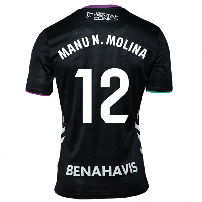 Danxen Enfant Maillot Manu Molina #12 Noir Violet Vert Tenues Extérieur 2025/26 T-Shirt