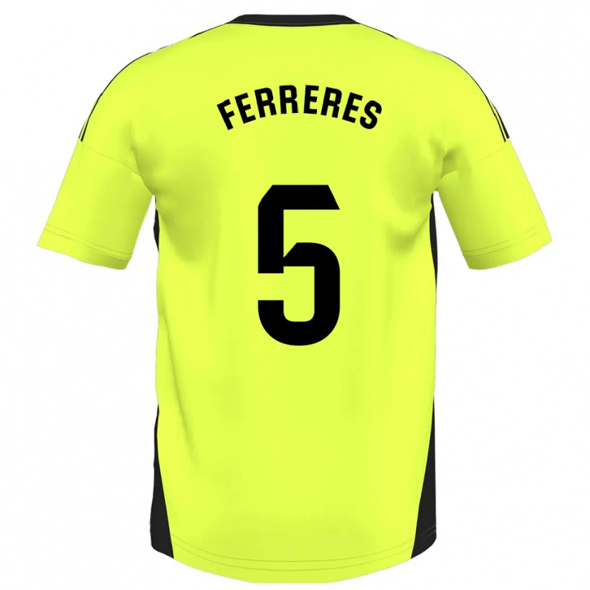 Danxen Enfant Maillot Manolo Ferreres #5 Jaune Fluorescent Tenues Extérieur 2025/26 T-Shirt