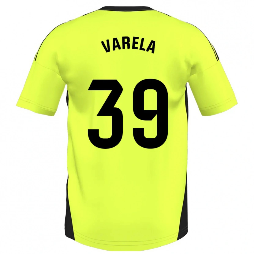 Danxen Enfant Maillot Iker Varela #39 Jaune Fluorescent Tenues Extérieur 2025/26 T-Shirt