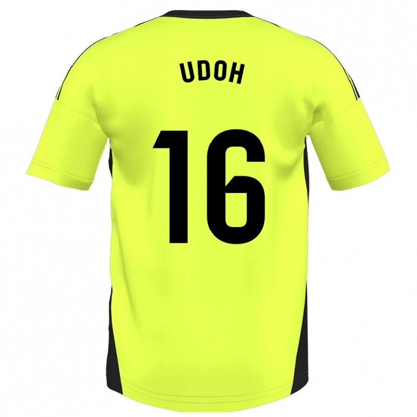Danxen Enfant Maillot Isaac Udoh #16 Jaune Fluorescent Tenues Extérieur 2025/26 T-Shirt