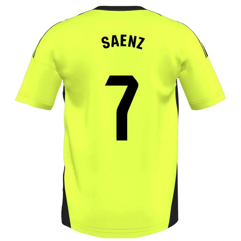 Danxen Enfant Maillot Raúl Sáenz #7 Jaune Fluorescent Tenues Extérieur 2025/26 T-Shirt
