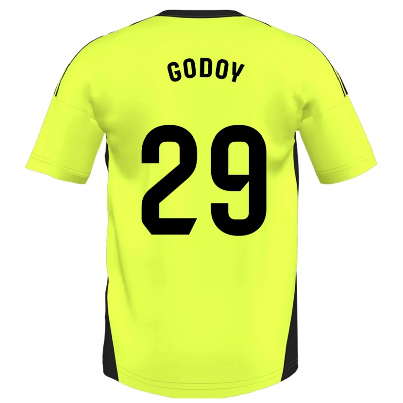 Danxen Enfant Maillot Alan Godoy #29 Jaune Fluorescent Tenues Extérieur 2025/26 T-Shirt