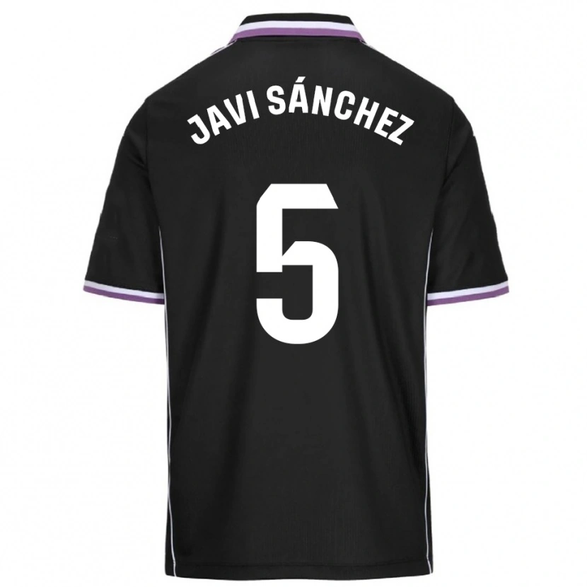 Danxen Enfant Maillot Javi Sánchez #5 Violet Noir Tenues Extérieur 2025/26 T-Shirt
