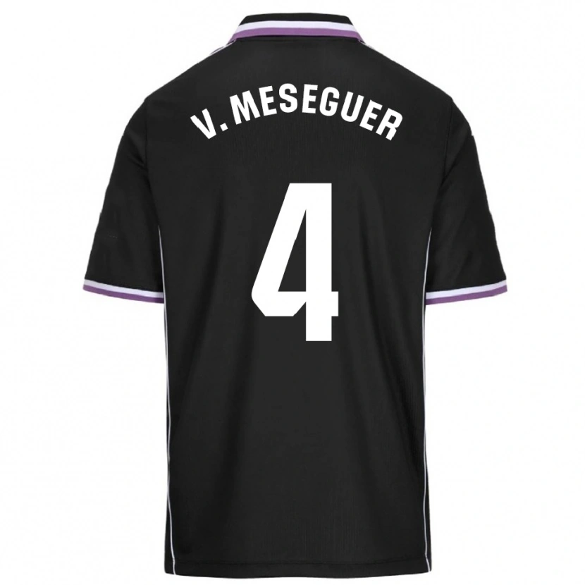 Danxen Enfant Maillot Víctor Meseguer #4 Violet Noir Tenues Extérieur 2025/26 T-Shirt