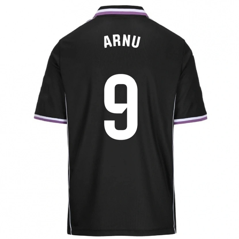 Danxen Enfant Maillot Adrián Arnu #9 Violet Noir Tenues Extérieur 2025/26 T-Shirt