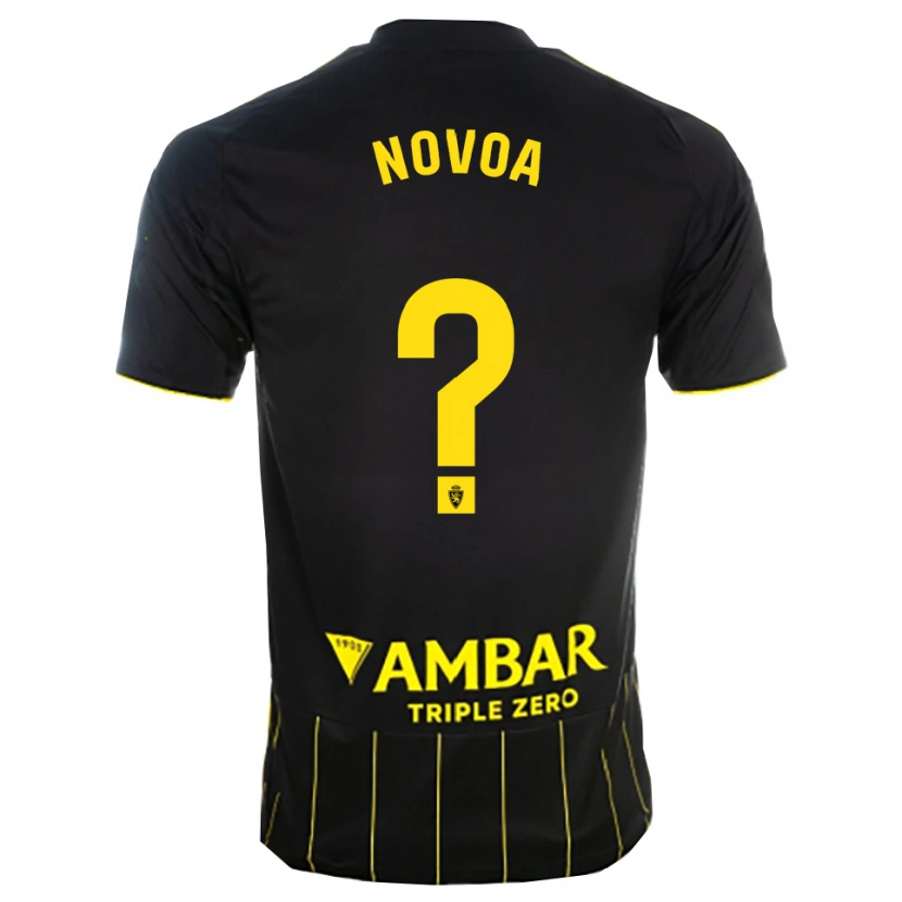 Danxen Enfant Maillot Andrei Novoa #0 Noir Jaune Tenues Extérieur 2025/26 T-Shirt