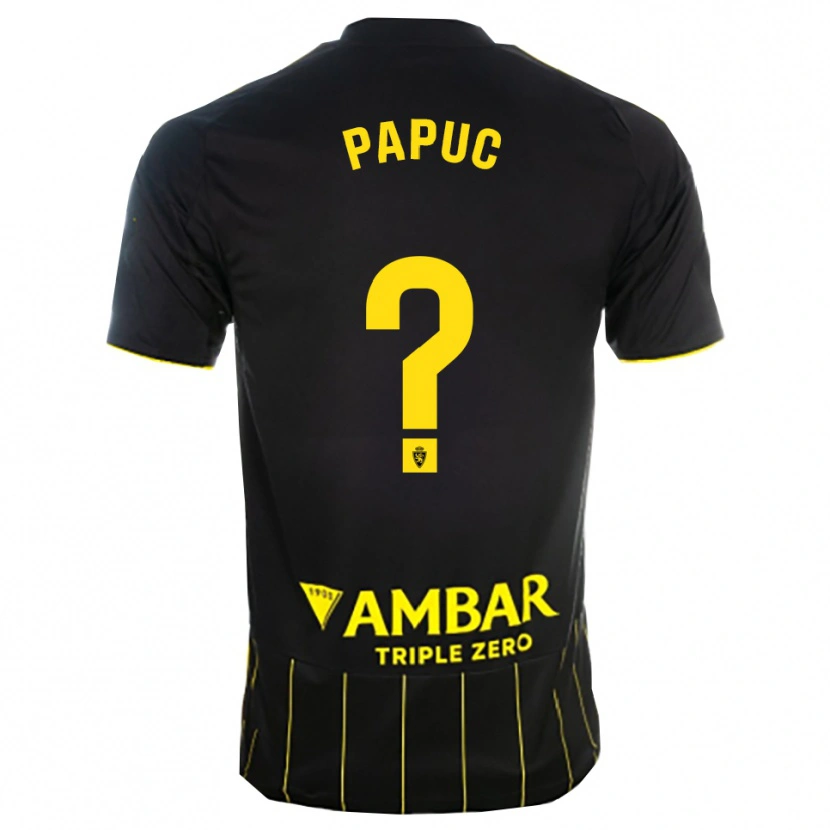Danxen Enfant Maillot Daniel Papuc #0 Noir Jaune Tenues Extérieur 2025/26 T-Shirt