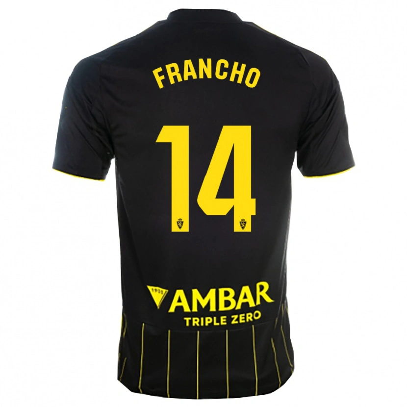 Danxen Enfant Maillot Francho Serrano #14 Noir Jaune Tenues Extérieur 2025/26 T-Shirt