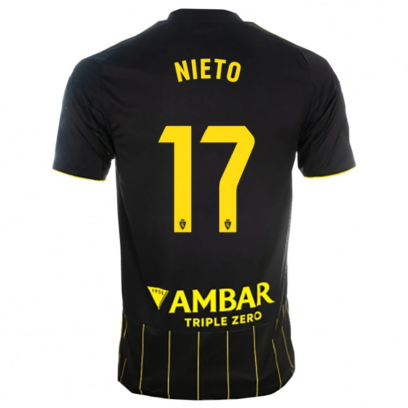 Danxen Enfant Maillot Carlos Nieto #17 Noir Jaune Tenues Extérieur 2025/26 T-Shirt