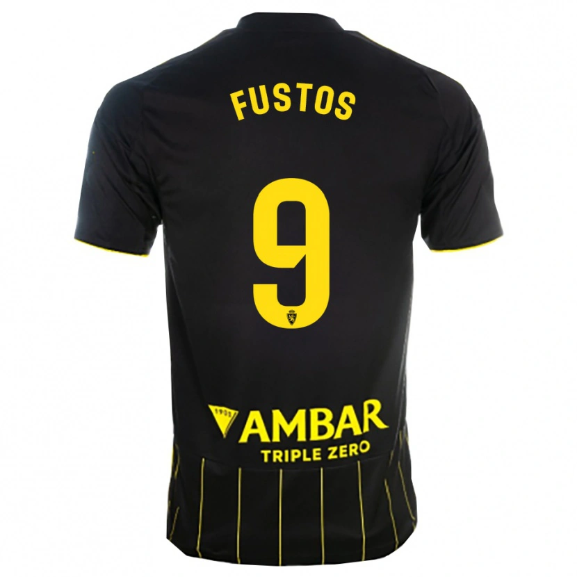 Danxen Enfant Maillot Darius Fustos #9 Noir Jaune Tenues Extérieur 2025/26 T-Shirt