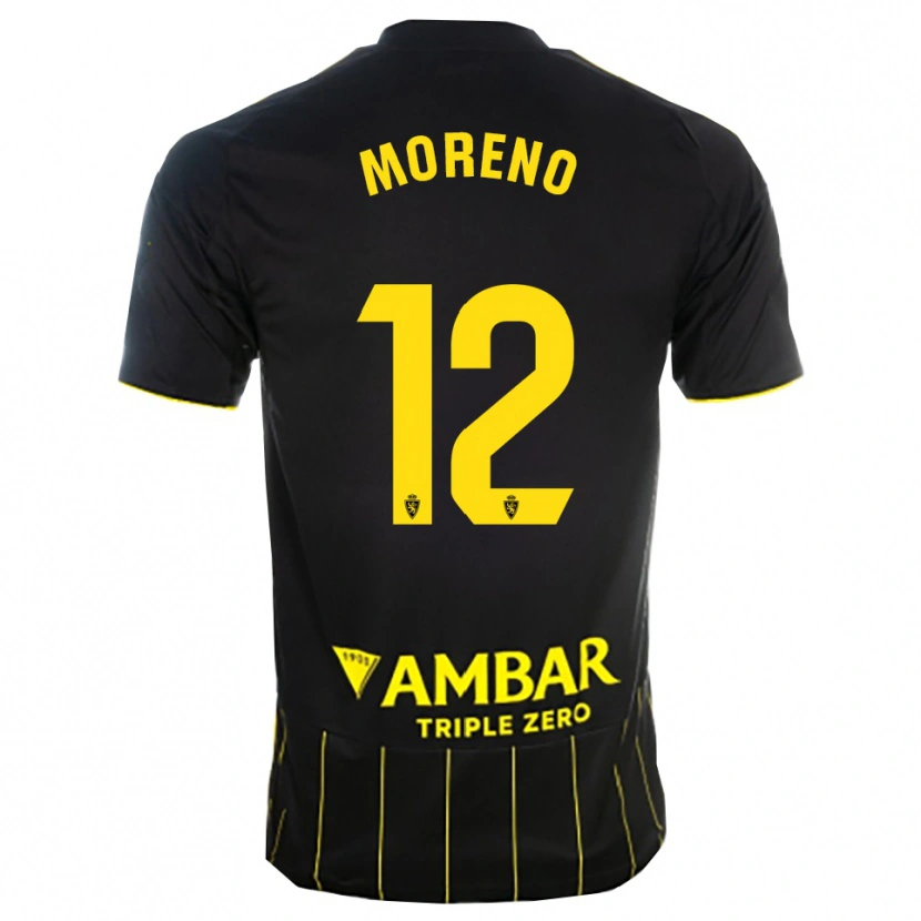 Danxen Enfant Maillot Eloy Moreno #12 Noir Jaune Tenues Extérieur 2025/26 T-Shirt