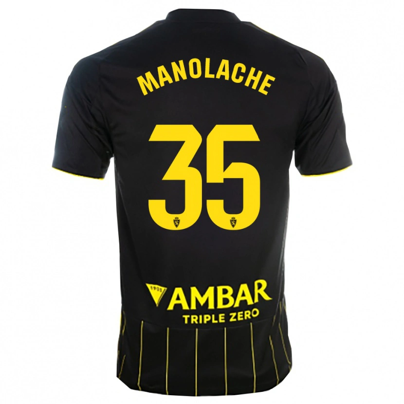 Danxen Enfant Maillot Marcos Manolache #35 Noir Jaune Tenues Extérieur 2025/26 T-Shirt