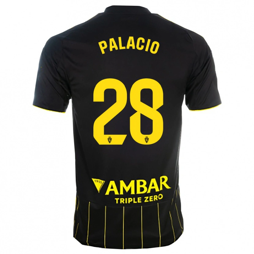 Danxen Enfant Maillot Álvaro Palacio #28 Noir Jaune Tenues Extérieur 2025/26 T-Shirt