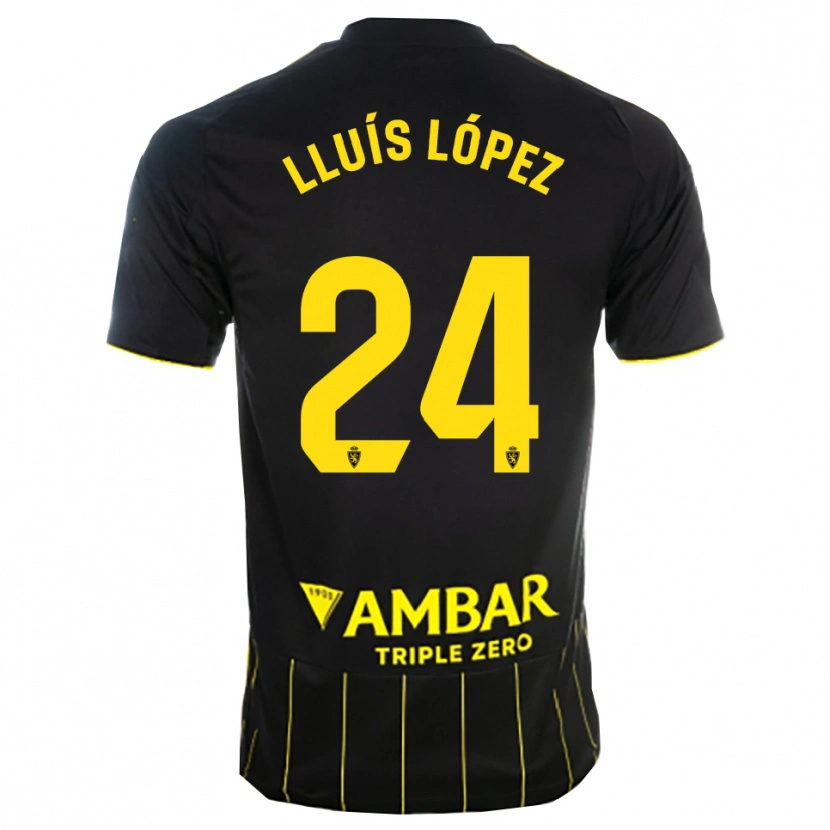 Danxen Enfant Maillot Lluís López #24 Noir Jaune Tenues Extérieur 2025/26 T-Shirt