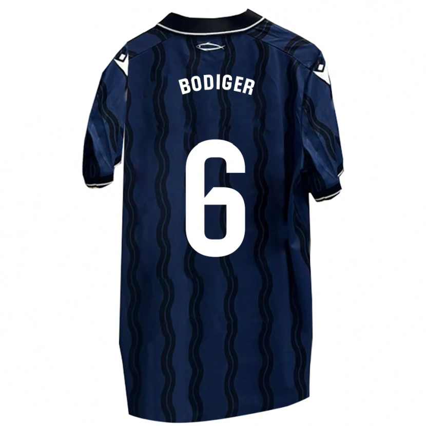 Danxen Enfant Maillot Yann Bodiger #6 Bleu Foncé Noir Tenues Extérieur 2025/26 T-Shirt