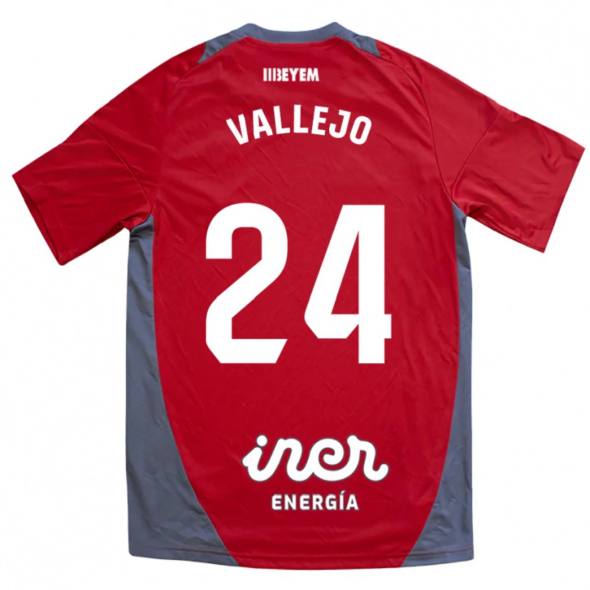 Danxen Enfant Maillot Jesús Vallejo #24 Rouge Gris Tenues Extérieur 2025/26 T-Shirt