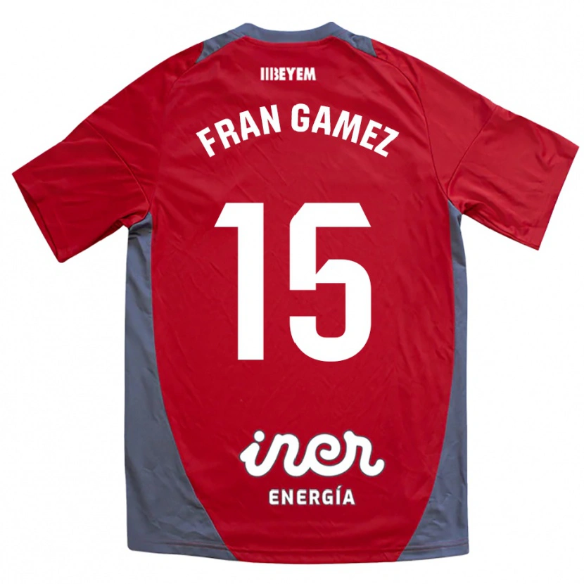 Danxen Enfant Maillot Fran Gámez #15 Rouge Gris Tenues Extérieur 2025/26 T-Shirt
