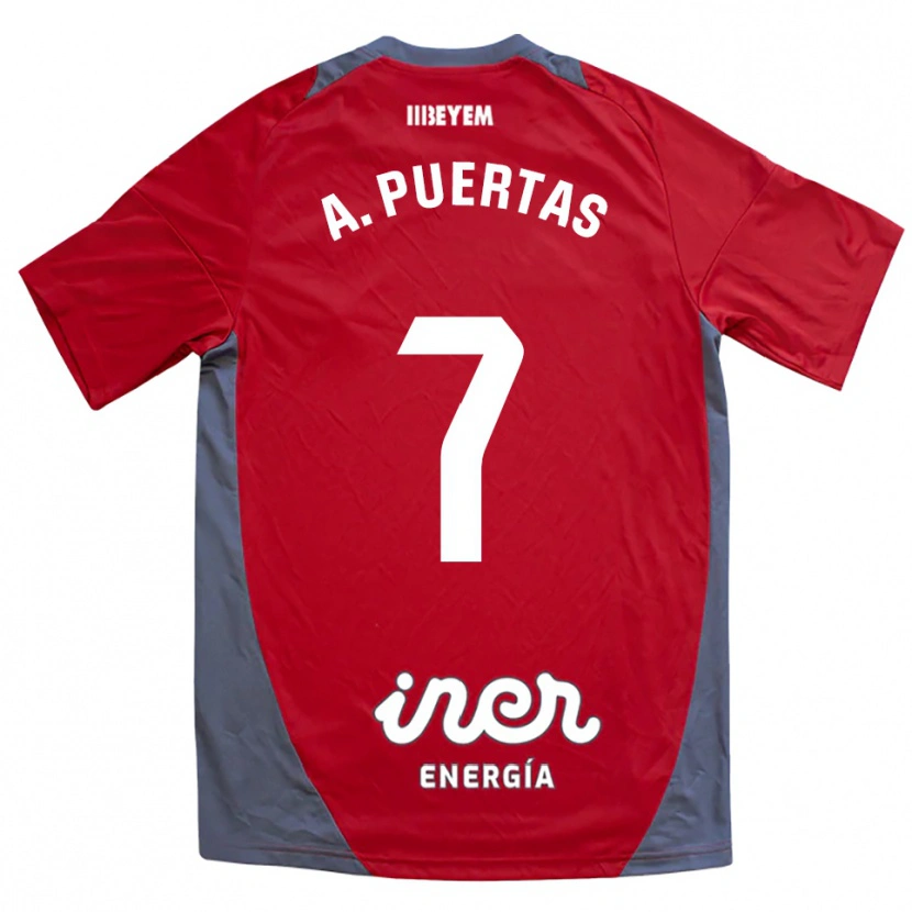 Danxen Enfant Maillot Antonio Puertas #7 Rouge Gris Tenues Extérieur 2025/26 T-Shirt