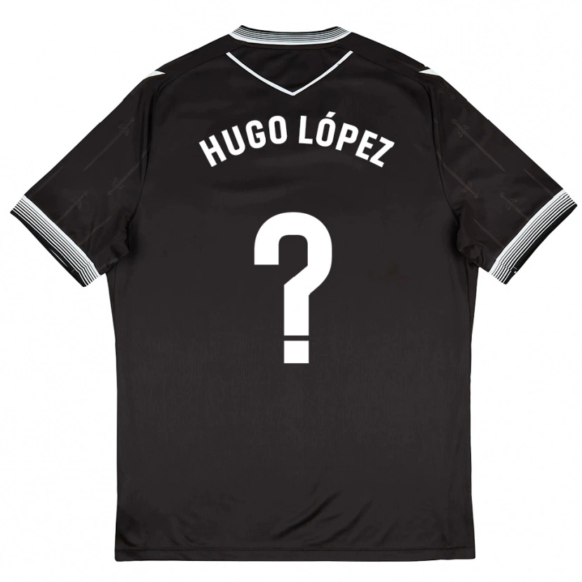 Danxen Enfant Maillot Hugo López #0 Noir Blanc Tenues Extérieur 2025/26 T-Shirt