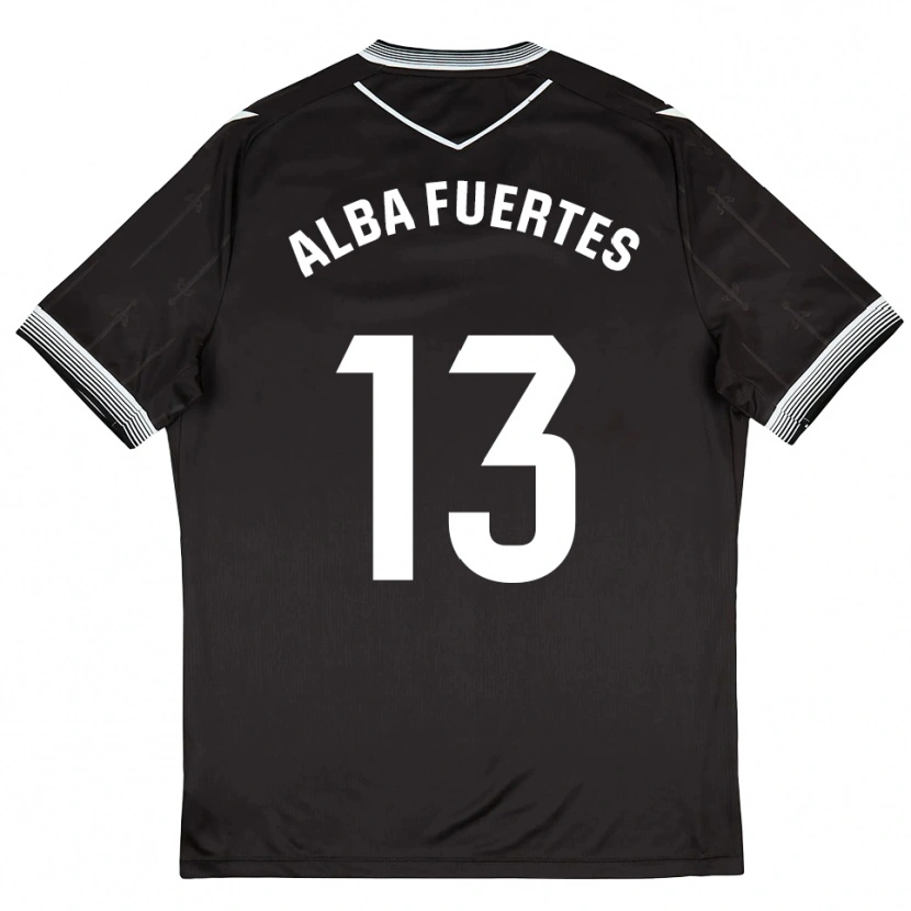 Danxen Enfant Maillot Alba Fuertes #13 Noir Blanc Tenues Extérieur 2025/26 T-Shirt