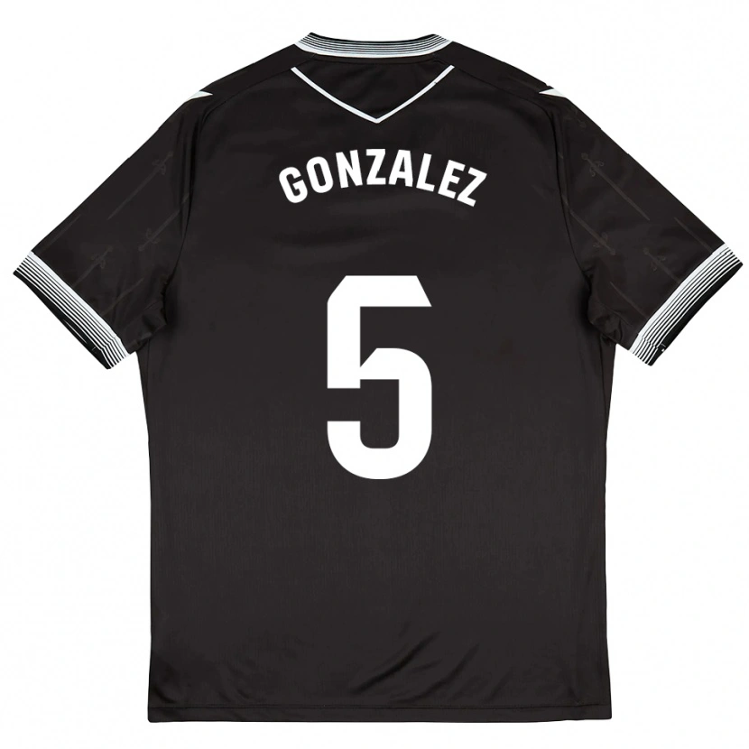 Danxen Enfant Maillot Sergio González #5 Noir Blanc Tenues Extérieur 2025/26 T-Shirt