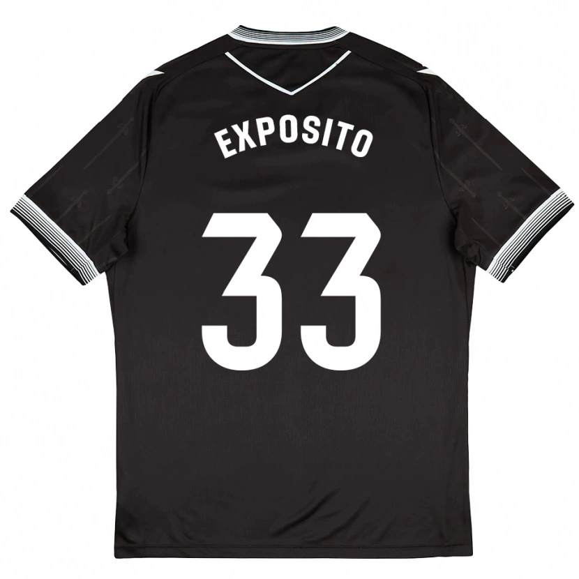 Danxen Enfant Maillot Marcelo Expósito #33 Noir Blanc Tenues Extérieur 2025/26 T-Shirt