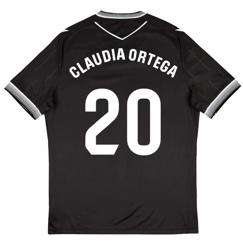 Danxen Enfant Maillot Claudia Ortega #20 Noir Blanc Tenues Extérieur 2025/26 T-Shirt