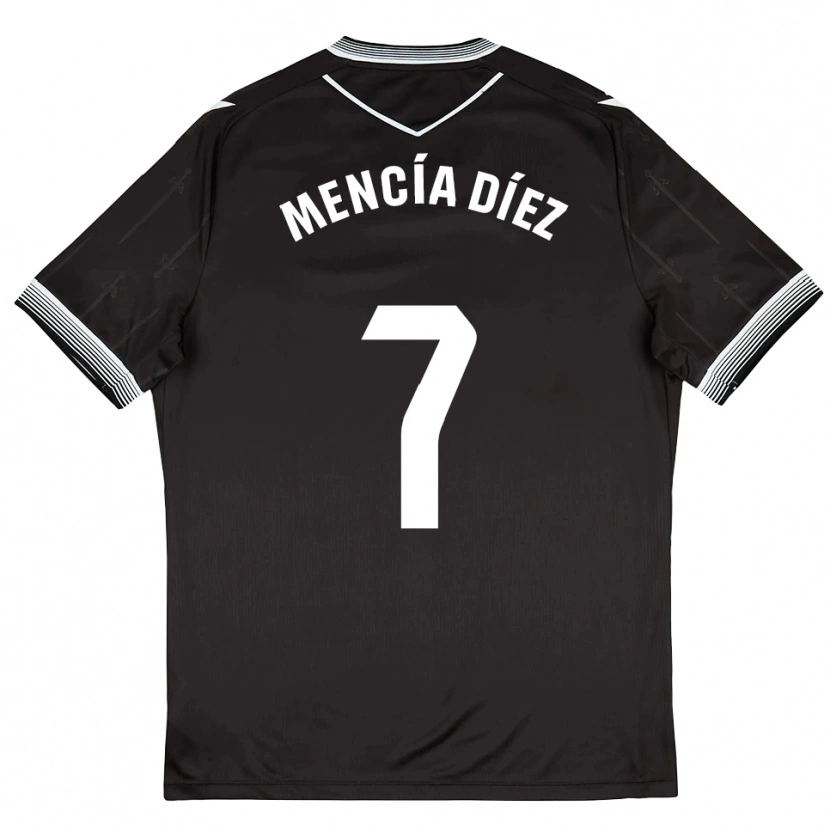 Danxen Enfant Maillot Mencía Díez #7 Noir Blanc Tenues Extérieur 2025/26 T-Shirt