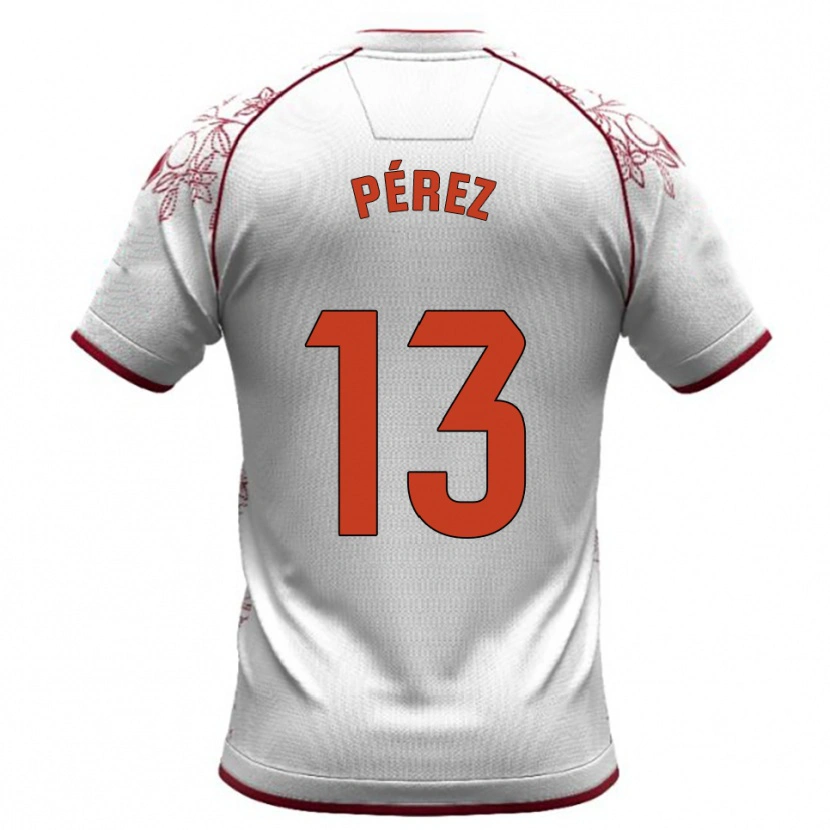 Danxen Enfant Maillot Axel Pérez #13 Blanc Bourgogne Tenues Extérieur 2025/26 T-Shirt