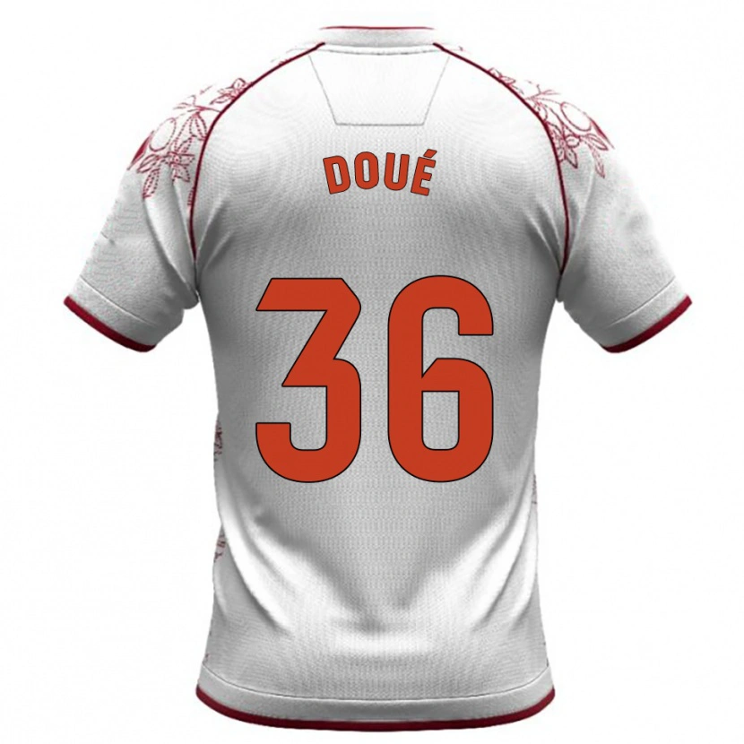 Danxen Enfant Maillot Marc-Olivier Doué #36 Blanc Bourgogne Tenues Extérieur 2025/26 T-Shirt