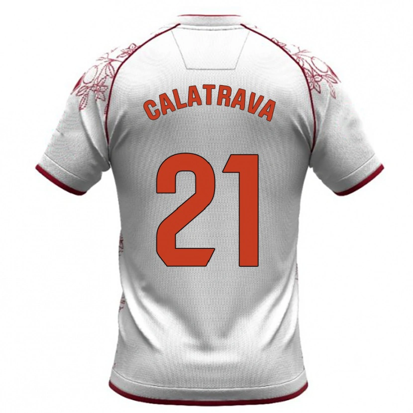 Danxen Enfant Maillot Álex Calatrava #21 Blanc Bourgogne Tenues Extérieur 2025/26 T-Shirt