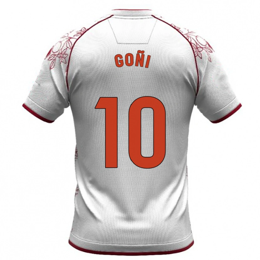Danxen Enfant Maillot Hugo Goñi #10 Blanc Bourgogne Tenues Extérieur 2025/26 T-Shirt