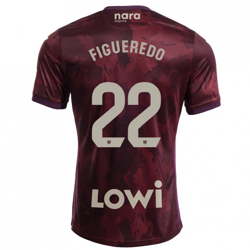 Danxen Enfant Maillot Sebastián Figueredo #22 Bourgogne Blanc Tenues Extérieur 2025/26 T-Shirt