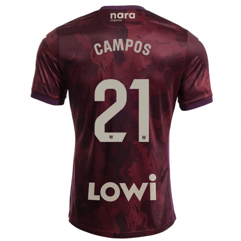 Danxen Enfant Maillot Andrés Campos #21 Bourgogne Blanc Tenues Extérieur 2025/26 T-Shirt