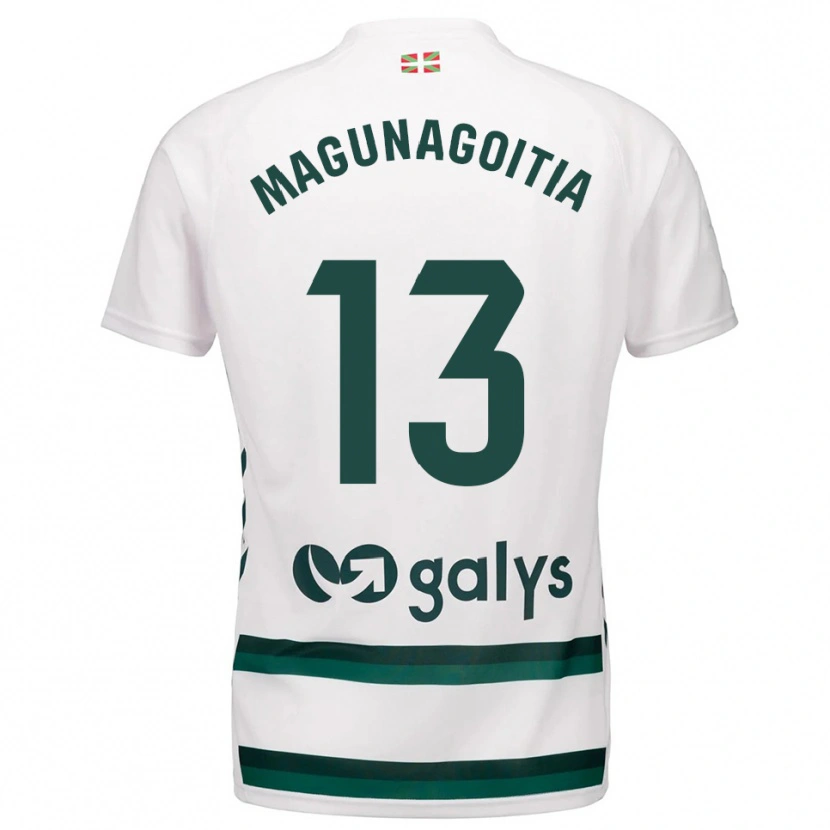 Danxen Enfant Maillot Jonmi Magunagoitia #13 Blanc Vert Tenues Extérieur 2025/26 T-Shirt