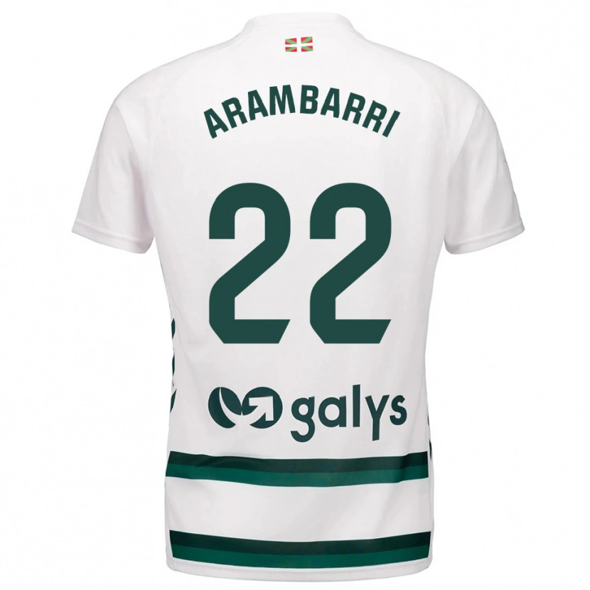 Danxen Enfant Maillot Aritz Arambarri #22 Blanc Vert Tenues Extérieur 2025/26 T-Shirt