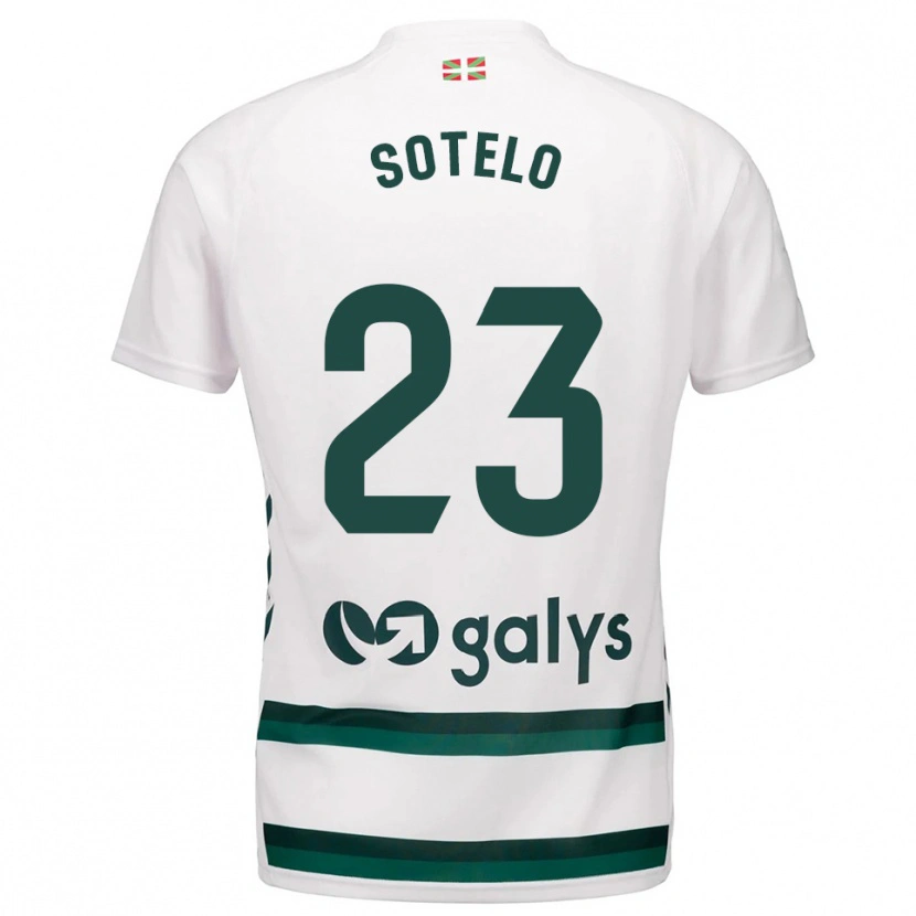Danxen Enfant Maillot Marcos Sotelo #23 Blanc Vert Tenues Extérieur 2025/26 T-Shirt