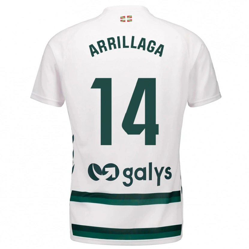 Danxen Enfant Maillot Hodei Arrillaga #14 Blanc Vert Tenues Extérieur 2025/26 T-Shirt
