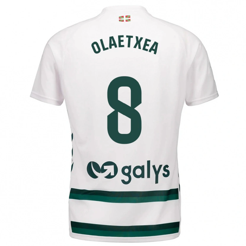 Danxen Enfant Maillot Lander Olaetxea #8 Blanc Vert Tenues Extérieur 2025/26 T-Shirt